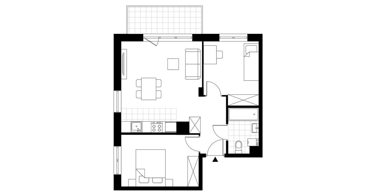 3-pokojowe mieszkanie 52m2 + balkon - Pełny obrazek: 3/8