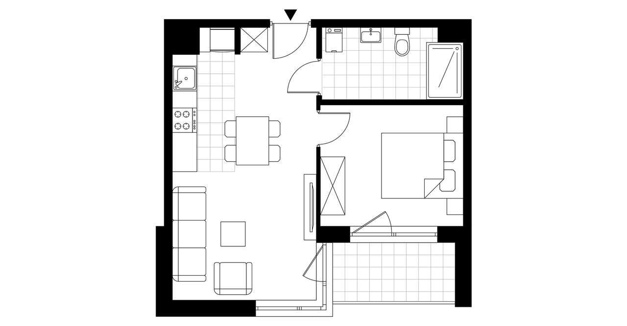 2-pokojowe mieszkanie 38m2 + loggia - Pełny obrazek: 3/8