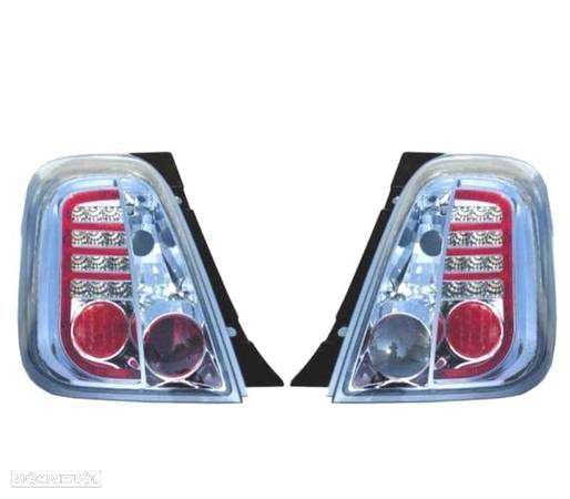 FAROLINS TRASEIROS LED PARA FIAT 500 07+ CROMADOS - 1