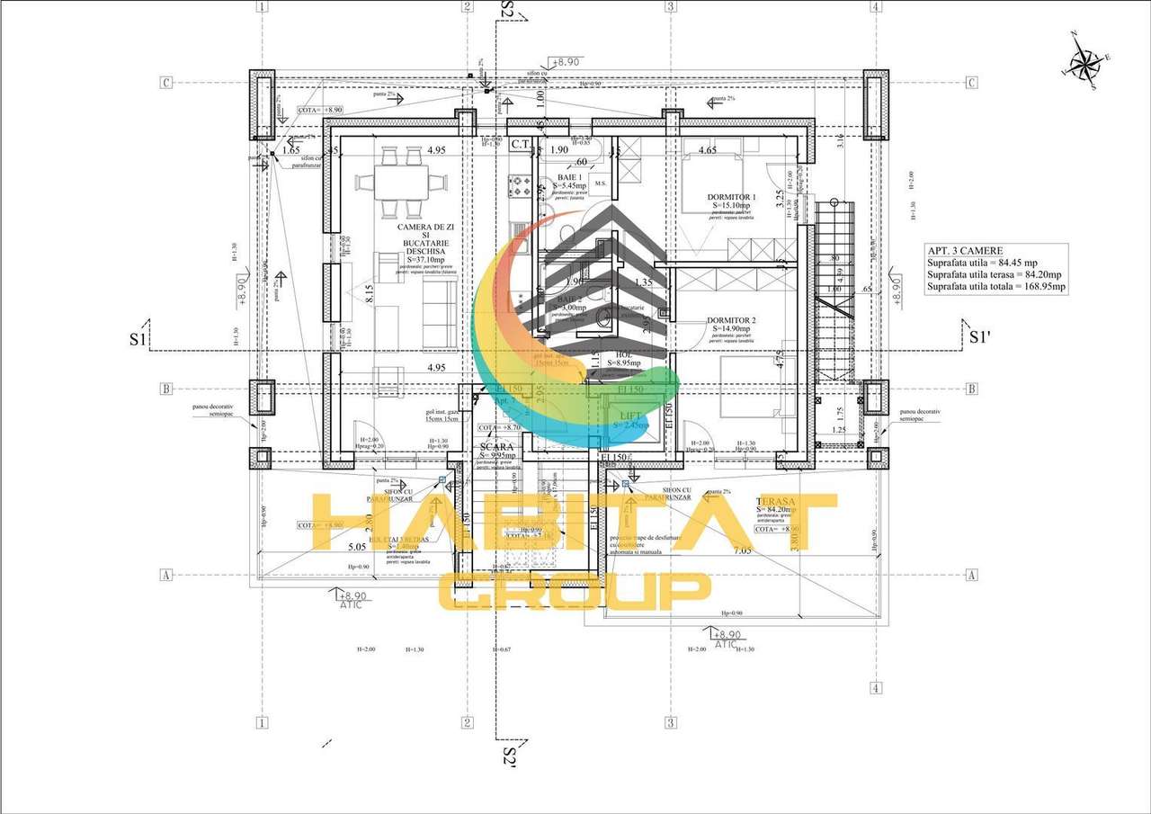 Penthouse 3 camere Nou Vitan Fizicienilor cu lift interior - Imagine principală: 3/15