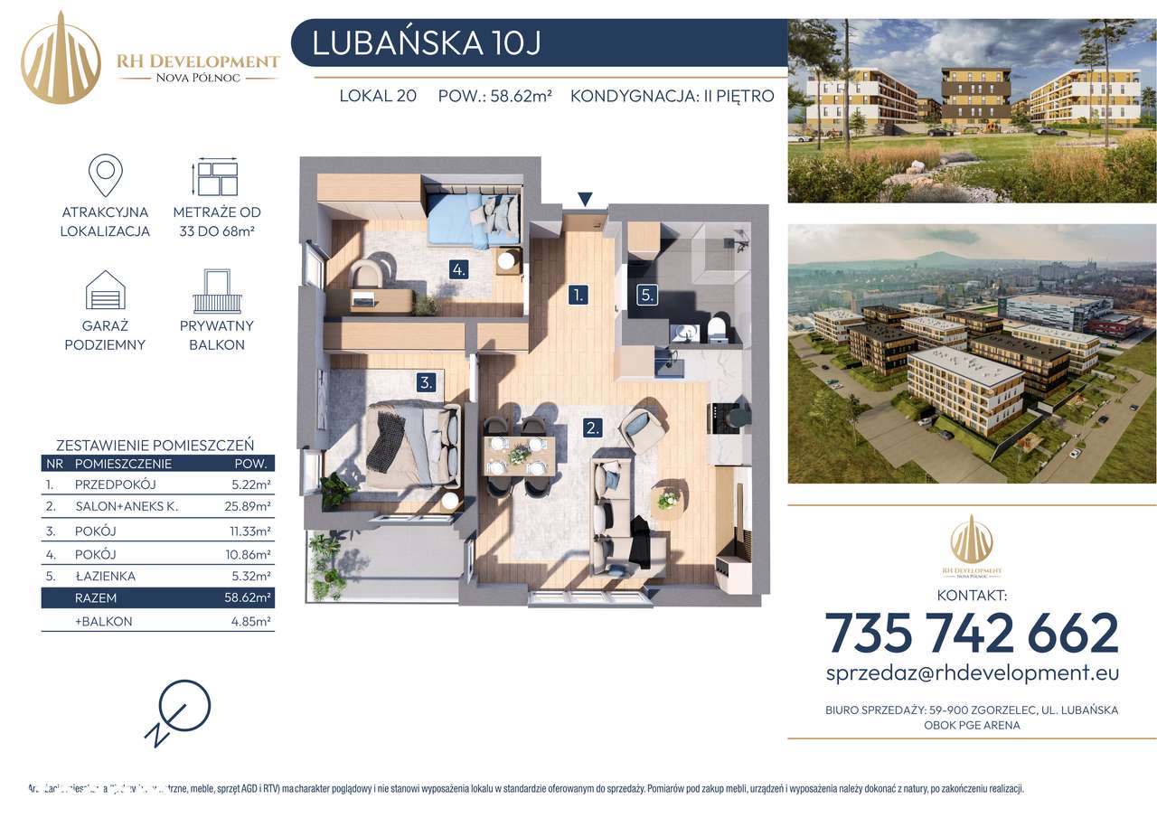 mieszk. 3 - pok. - pow. 58,62 m2 - I 20 - Pełny obrazek: 2/7