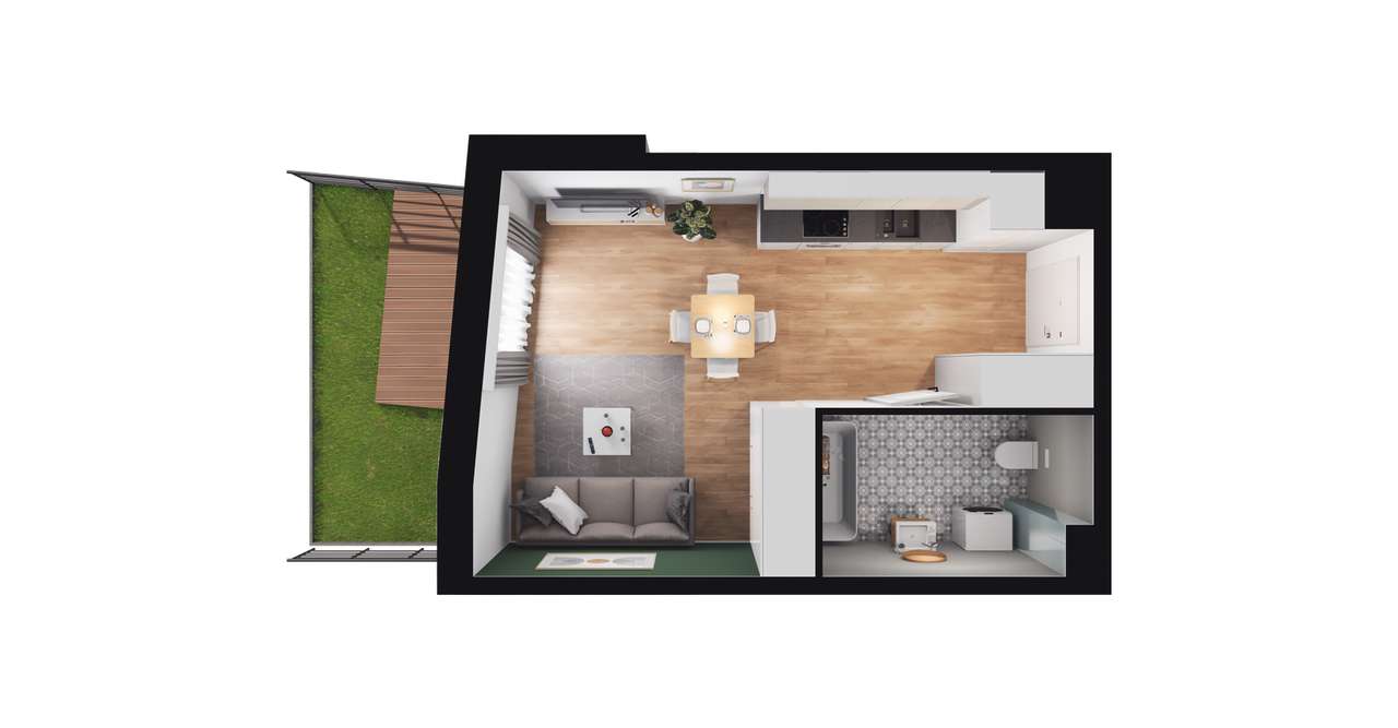 1-pokojowe mieszkanie 28m2 + ogródek Bez Prowizji - Pełny obrazek: 2/8