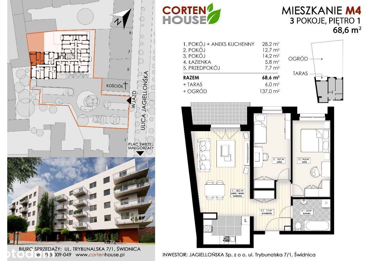 CortenHouse – 3 pokoje/aneks/ogród/68,60m² (M4)