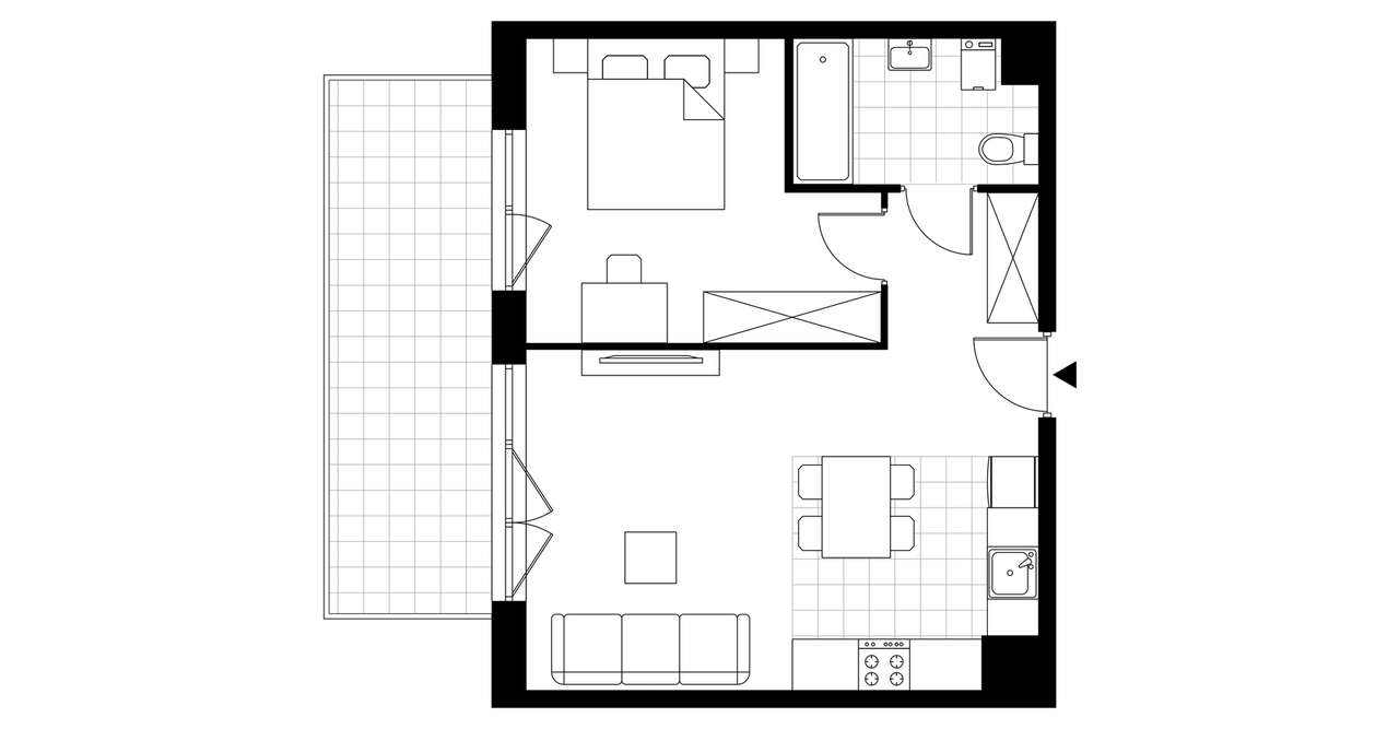2-pokojowe mieszkanie 42m2 + balkon - Pełny obrazek: 2/8