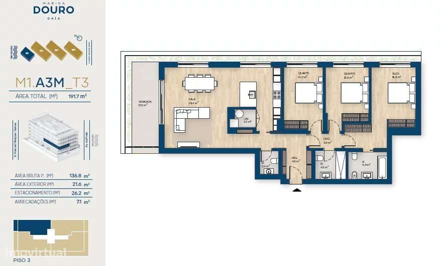 Apartamento T3 | Canidelo, V.N.Gaia - Grande imagem: 2/39