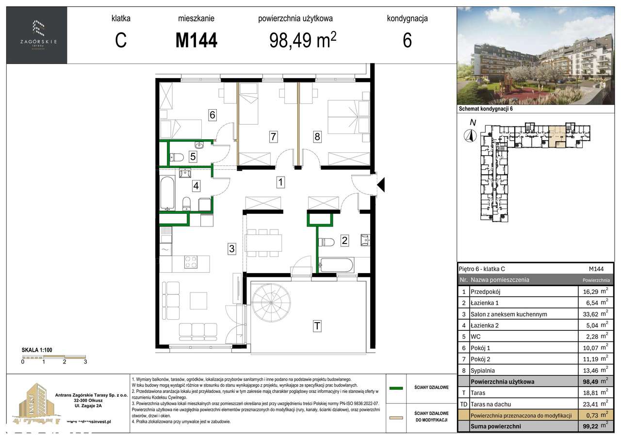 4-pokojowe mieszkanie 98m2 + taras Bez Prowizji - Pełny obrazek: 2/7