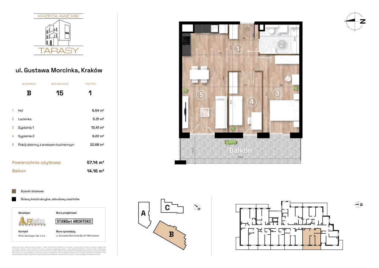 3-pokojowe mieszkanie 57m2 + balkon Bezpośrednio - Pełny obrazek: 2/9