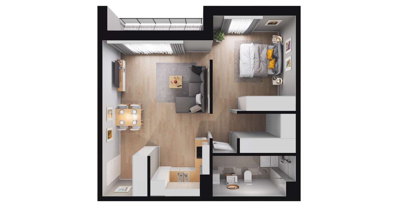 1-pokojowe mieszkanie 51m2 + balkon Bez Prowizji - Pełny obrazek: 3/9