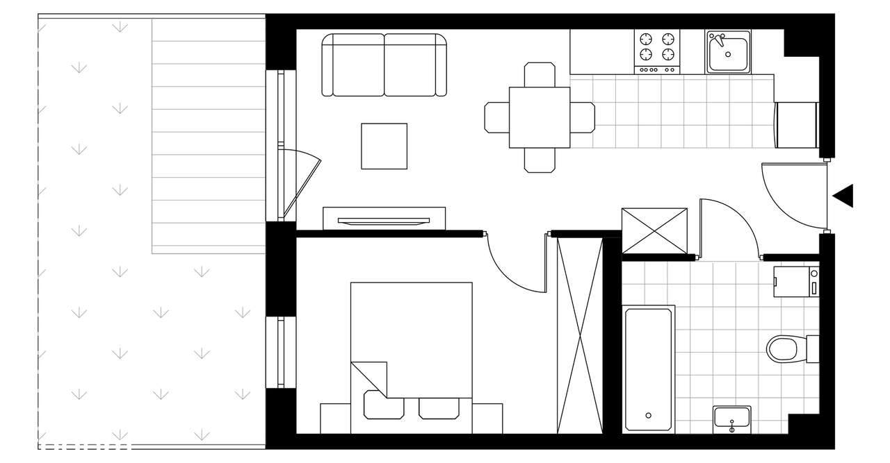 2-pokojowe mieszkanie 34m2 + ogródek - Pełny obrazek: 3/8