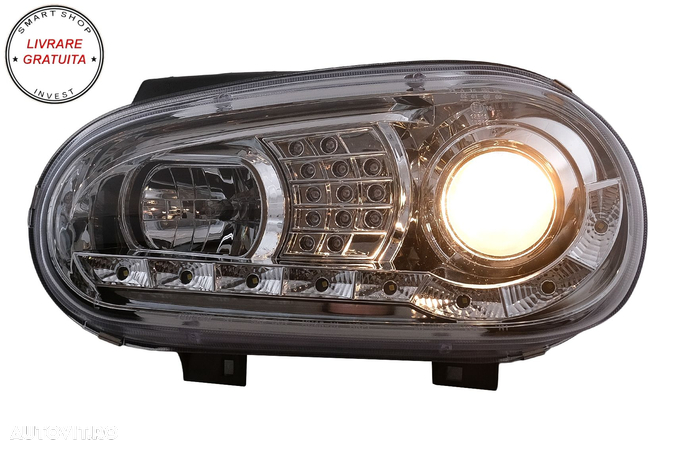 Faruri LED DRL VW Golf IV 4 (09.1997-09.2003) Crom- livrare gratuita - 6