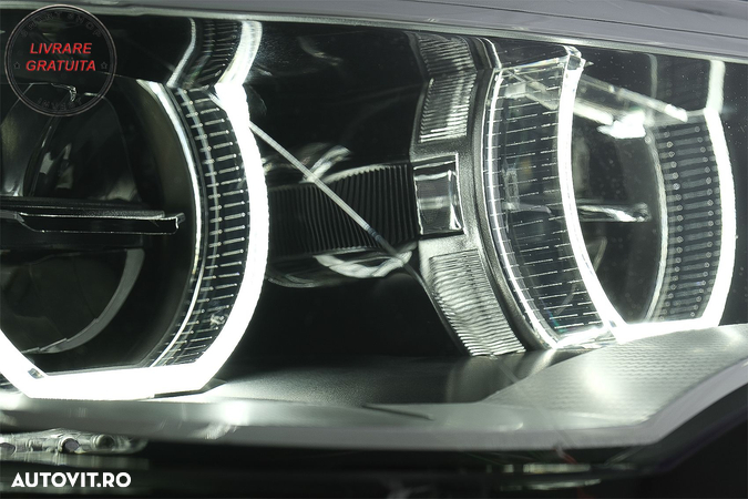 Faruri Xenon Angel Eyes 3D Dual Halo Rims LED DRL BMW X6 E71 (2008-2012)- livrare gratuita - 11