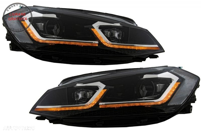 Grila Centrala cu Faruri LED Semnal Dinamic VW Golf 7.5 VII Facelift (2017+) GTI L- livrare gratuita - 8