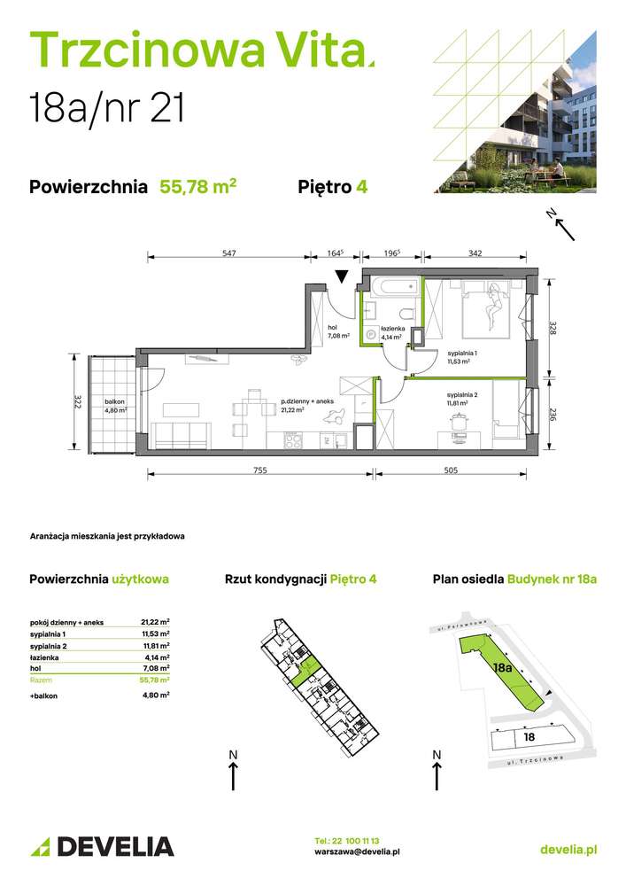 3-pokojowe mieszkanie 55m2 + balkon Bezpośrednio - Pełny obrazek: 2/8