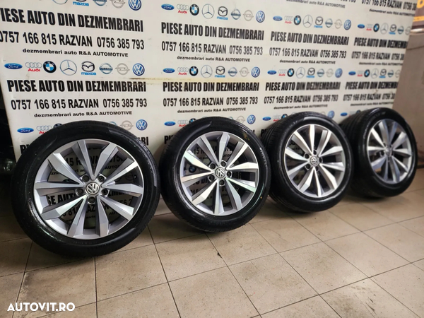 Set Jante Aluminiu R17 Vw T Roc T Cross Caddy Jetta Golf Tiguan Touran Scirocco Etc Cu Anvelope Vara Pirelli Dot 1318 - Dezmembrari Arad - 4