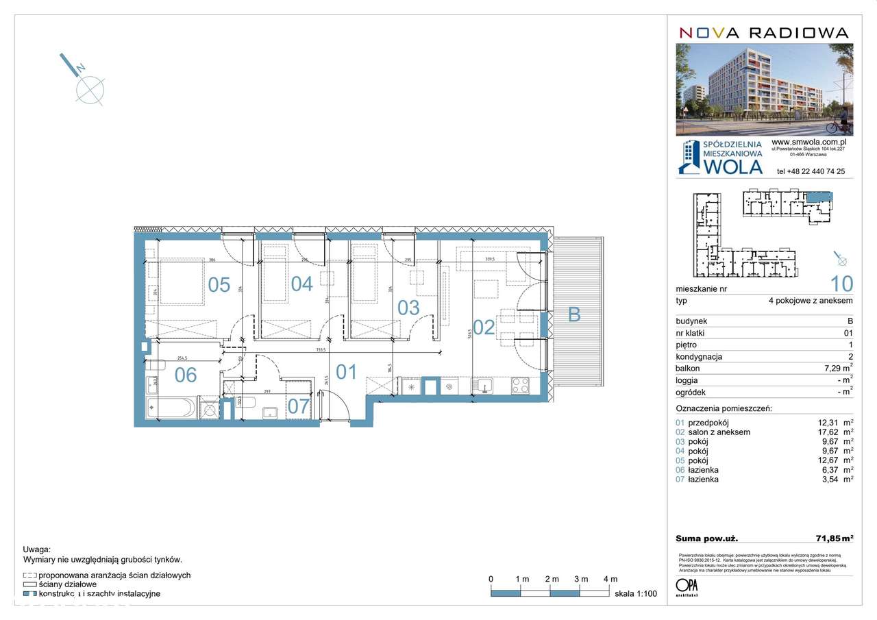 4-pokojowe mieszkanie 71m2 + balkon Bezpośrednio - Pełny obrazek: 2/9
