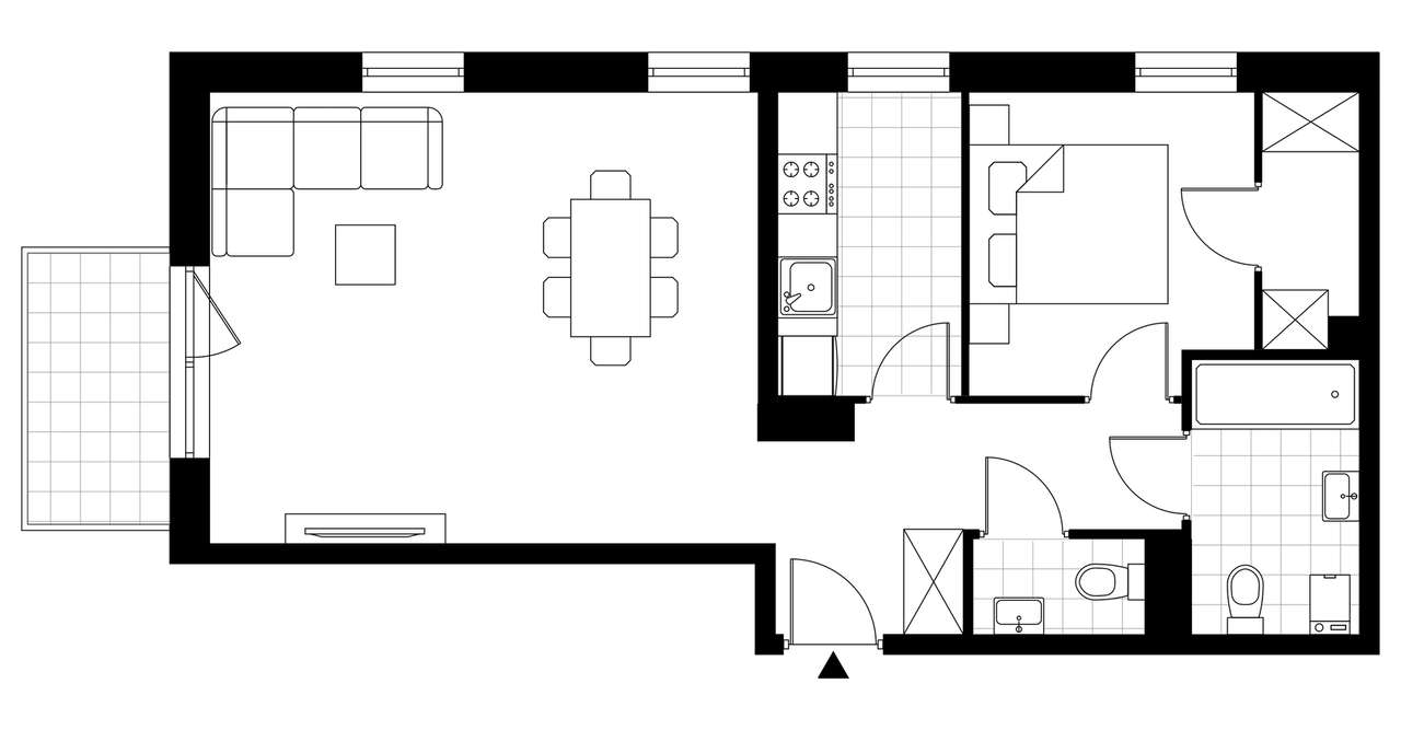 2-pokojowe mieszkanie 53 m² + balkon – pohled 3