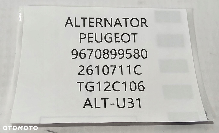 ORG VALEO ALTERNATOR PEUGEOT / CITROEN / CROSSLAND / AYGO - 120A 12V - 6