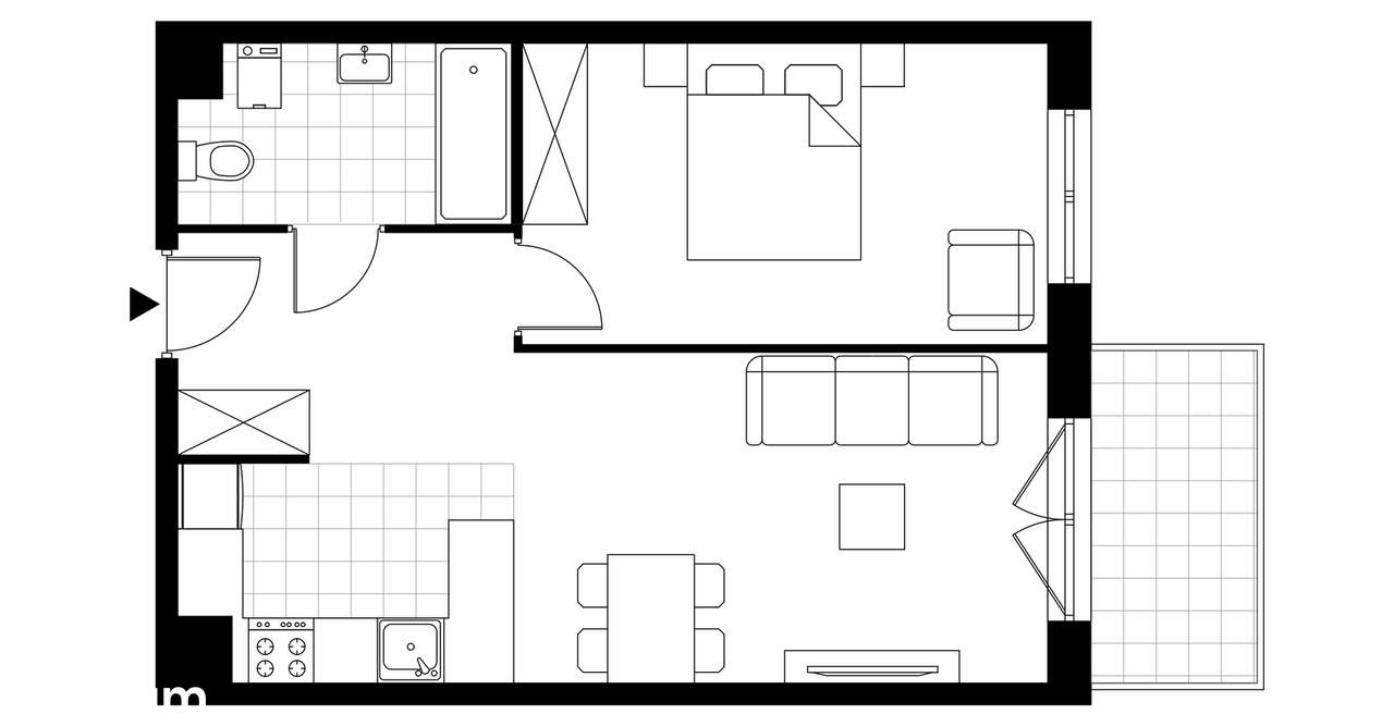 2-pokojowe mieszkanie 44m2 + balkon - Pełny obrazek: 3/7