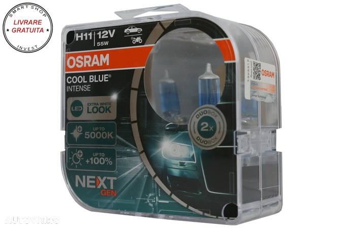 Set 2 Becuri Auto-Moto Halogen NEXT GEN Osram Cool Blue Intense H11 64211CBN-HCB 1- livrare gratuita - 2