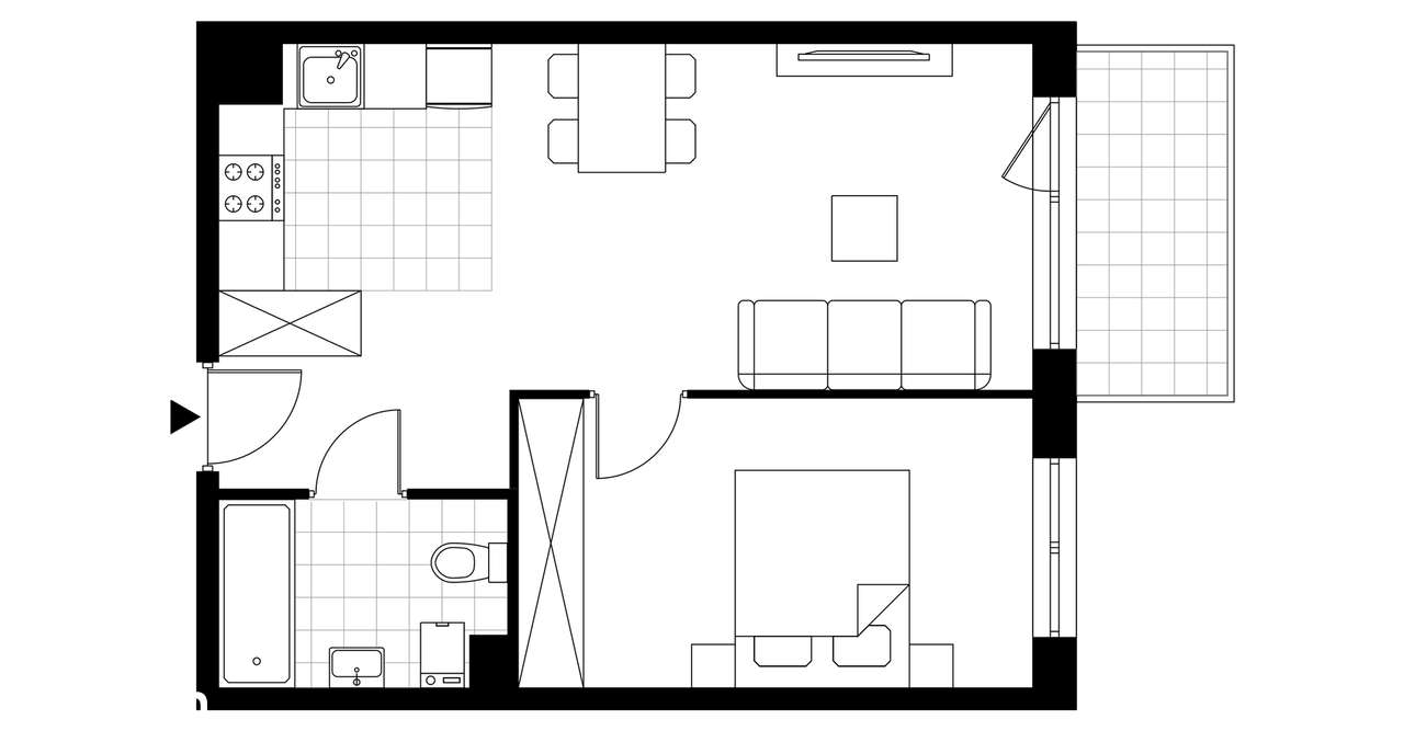 2-pokojowe mieszkanie 41m2 + balkon Bezpośrednio - Pełny obrazek: 4/9