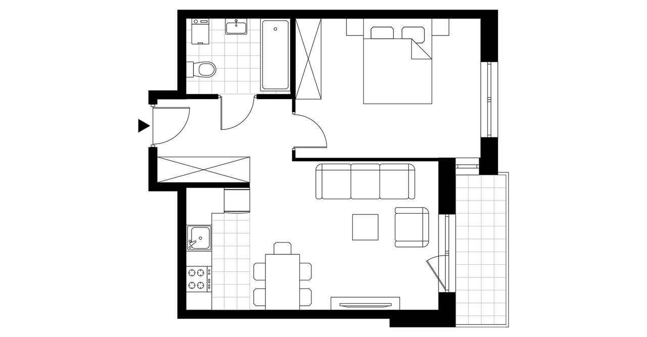 2-pokojowe mieszkanie 43m2 + balkon Bezpośrednio - Pełny obrazek: 3/8