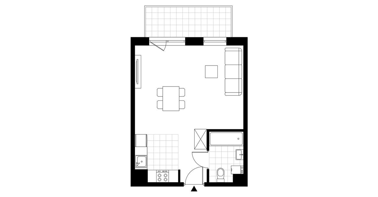 1-pokojowe mieszkanie 34m2 + balkon Bezpośrednio - Pełny obrazek: 3/8