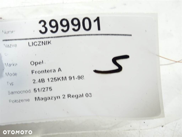 LICZNIK OPEL FRONTERA A (U92) 1992 - 1998 2.4 i (53MWL4) 92 kW [125 KM] benzyna 1992 - 1998 91144977 - 6