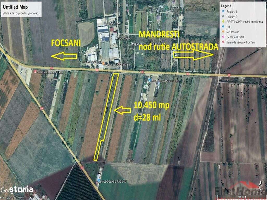 Teren 10.450 mp, D=28 ml, langa AUTOSTRADA A7 - Imagine principală: 2/4
