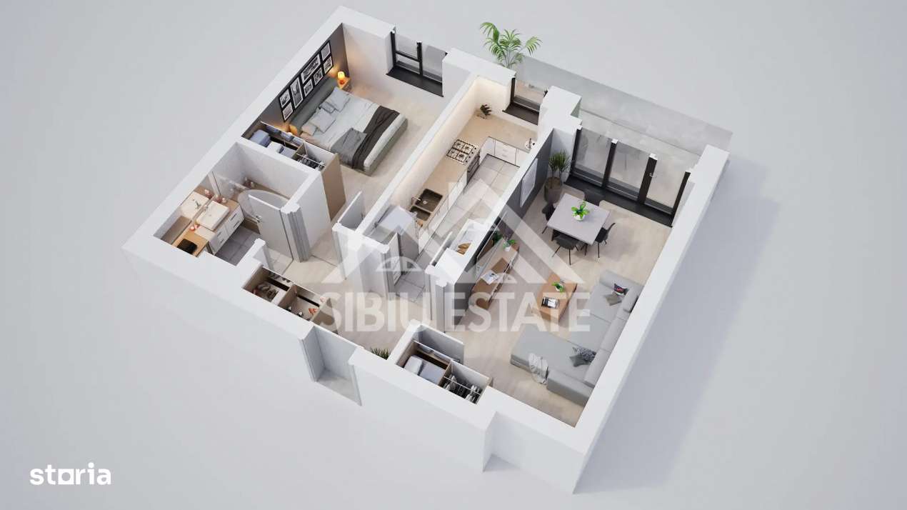 Apartament modern 2 camere cu terasa si incalzire in pardoseala - Imagine principală: 4/6