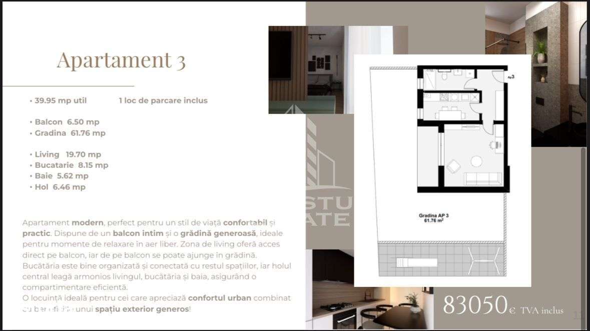 Apartament cu o camera, decomandat, gradina de 62 mp, zona Planetelor - Imagine principală: 1/4