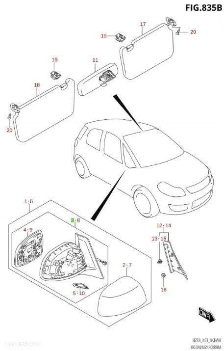 SUZUKI SX4 USA/JAP - LUSTERKO PRAWE BEZ KIERUNKU - 3