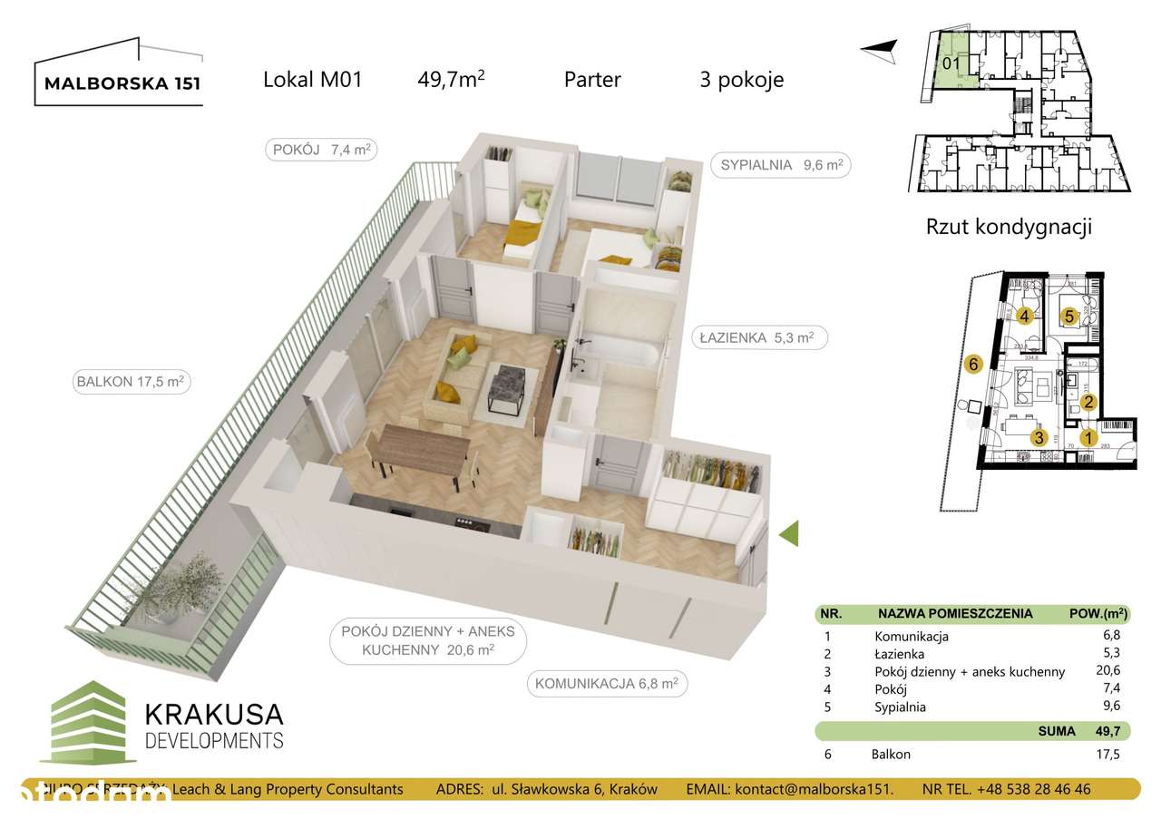 3-pokojowe mieszkanie 49m2 + balkon Bez Prowizji - Pełny obrazek: 2/7