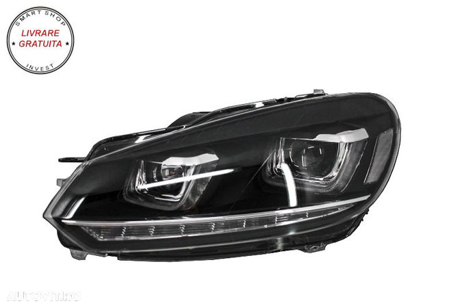 Faruri LED VW Golf 6 VI (2008-2013) Design Golf 7 3D U Design Semnal LED Dinamic c- livrare gratuita - 5