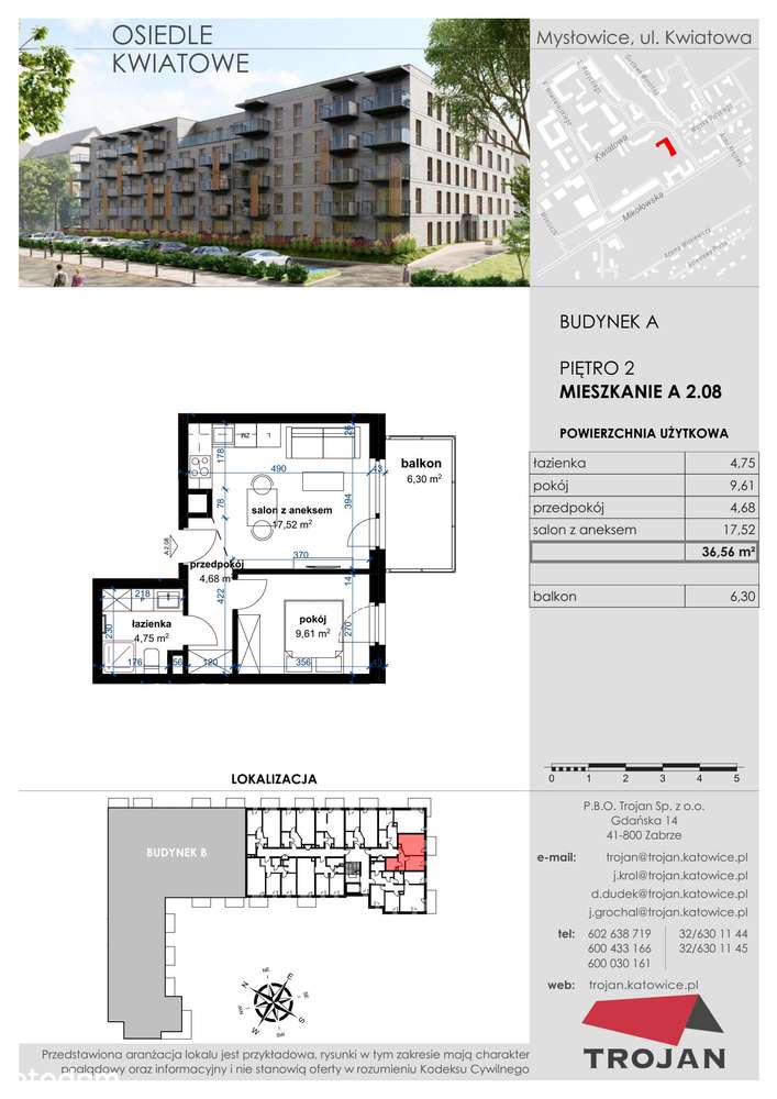 Mysłowice, Kwiatowa  | mieszkanie 2-pok. | A 2.08 - Pełny obrazek: 2/7