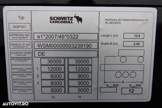 Schmitz Cargobull PERDEA SCHMITZ VARIOS / ACOPERȘ RIDIFICĂ - 24