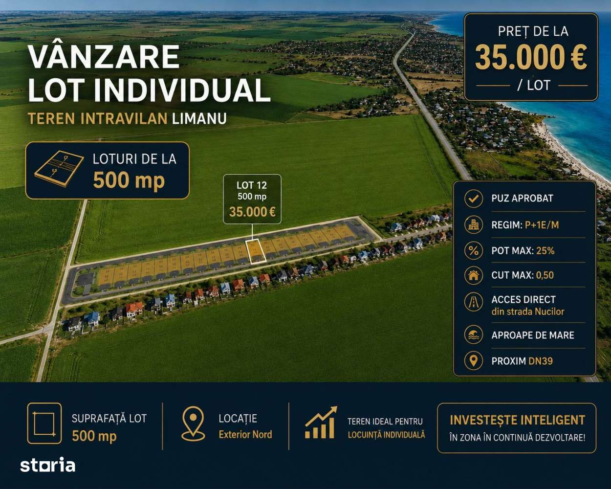 Vanzare loturi teren intravilan Vama Veche minim 500mp. PUZ-4