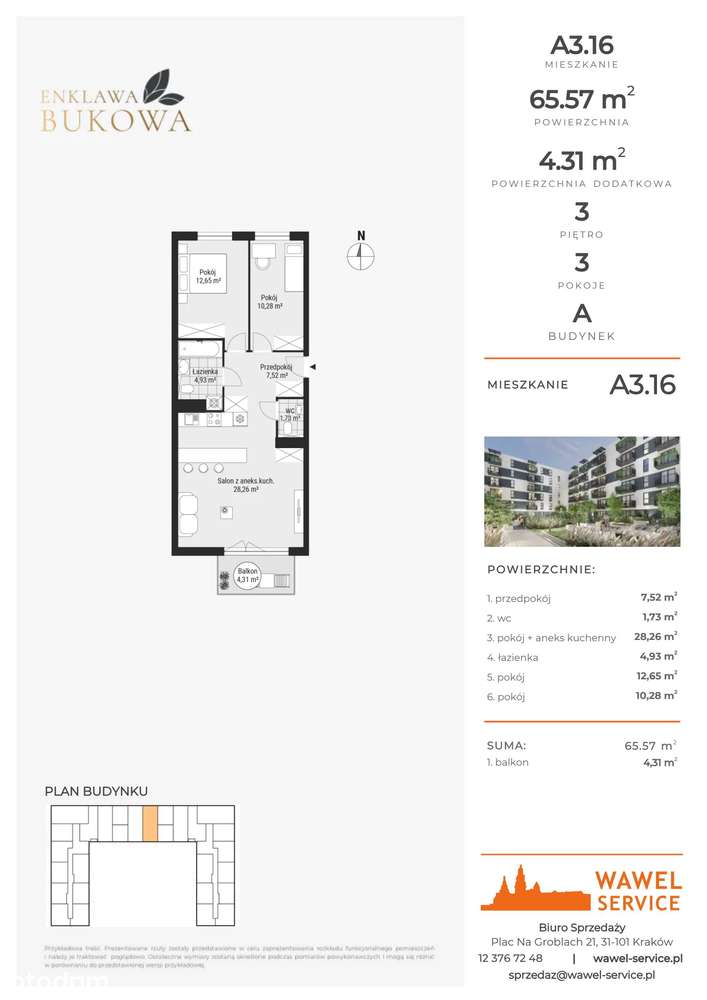 3-pokojowe mieszkanie 65m2 + balkon Bezpośrednio - Pełny obrazek: 2/9