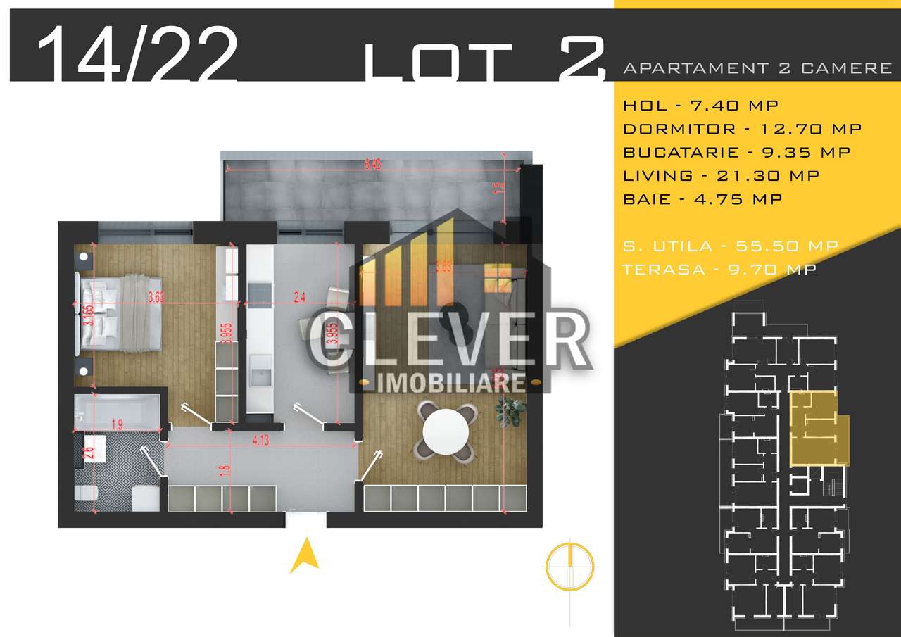 Apartament 2 cam decomandat 65 mp, Pallady, metrou Teclu
