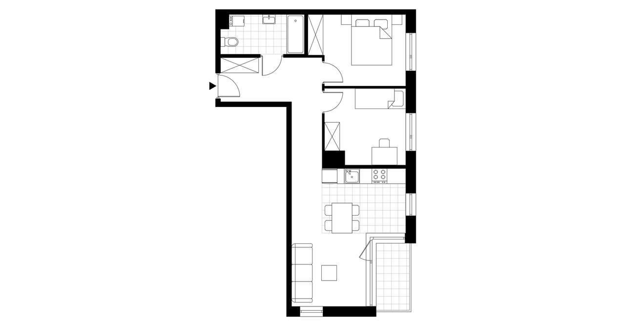 3-pokojowe mieszkanie 55m2 + balkon - Pełny obrazek: 2/7