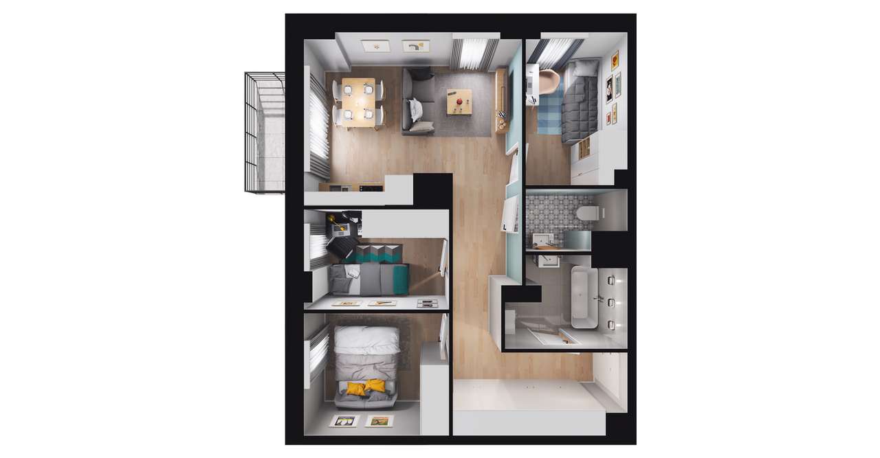 4-pokojowe mieszkanie 55m2 Bez Pośredników - Pełny obrazek: 2/8
