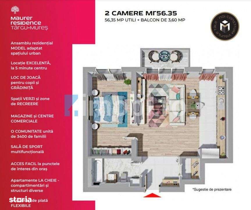 Apartament cu 2 camere + balcon si boxa, Targu Mures-3