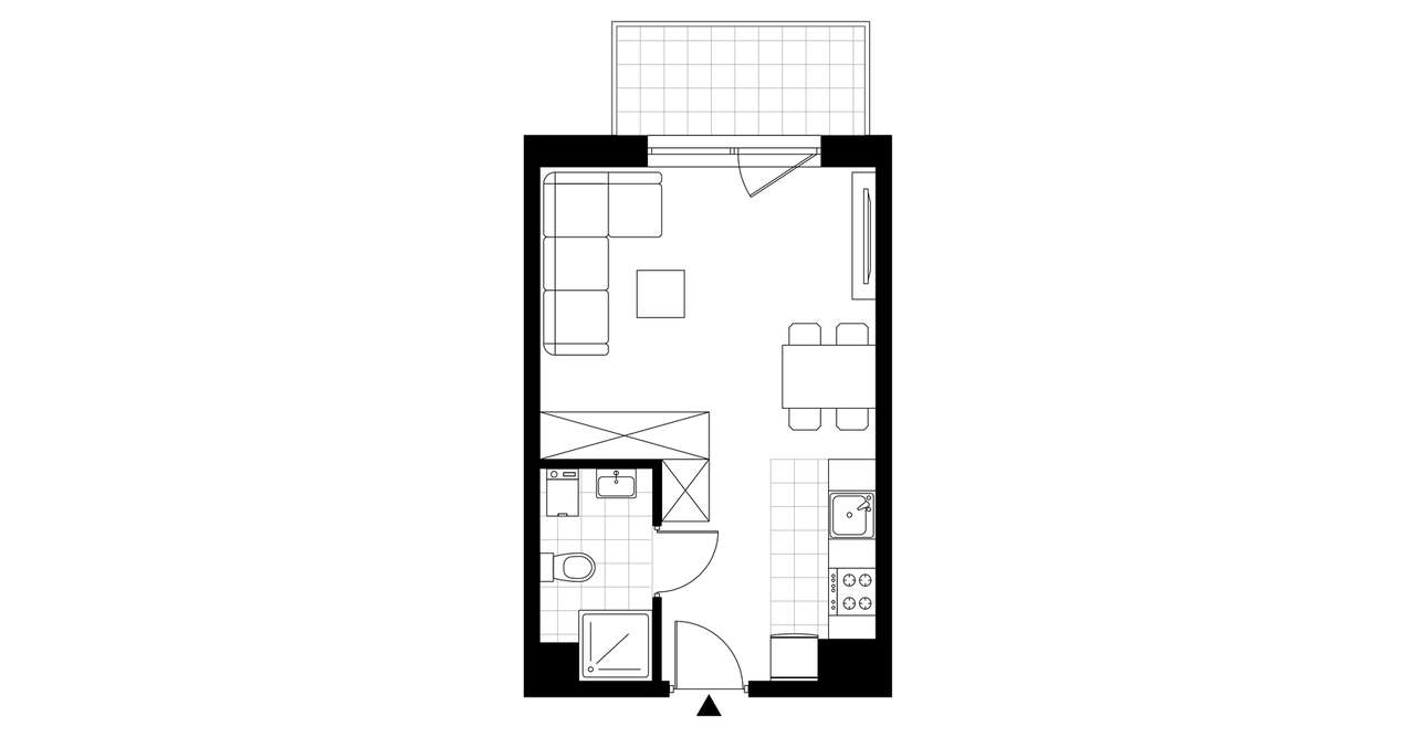 1-pokojowe mieszkanie 26m2 + balkon - Pełny obrazek: 3/5