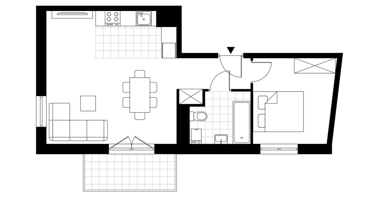2-pokojowe mieszkanie 46m2 + balkon Bezpośrednio - Pełny obrazek: 3/8