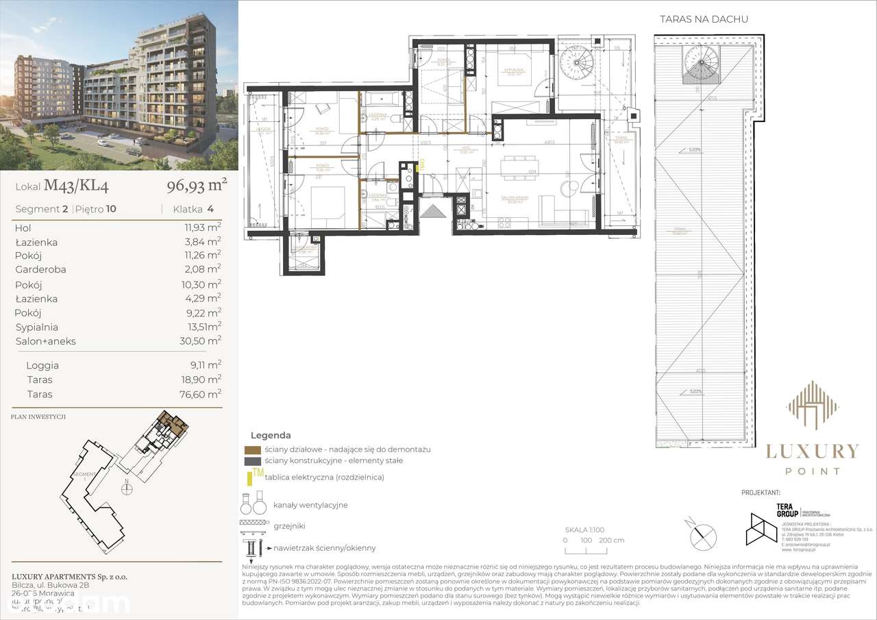5-pokojowe mieszkanie 96m2 + 2 tarasy Bezpośrednio - Pełny obrazek: 2/7