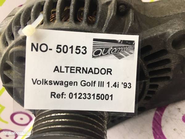 Alternador Volkswagen Golf III 1.4 i 60Cv de 1993	- Ref: 0123315001- NO50153 - 4