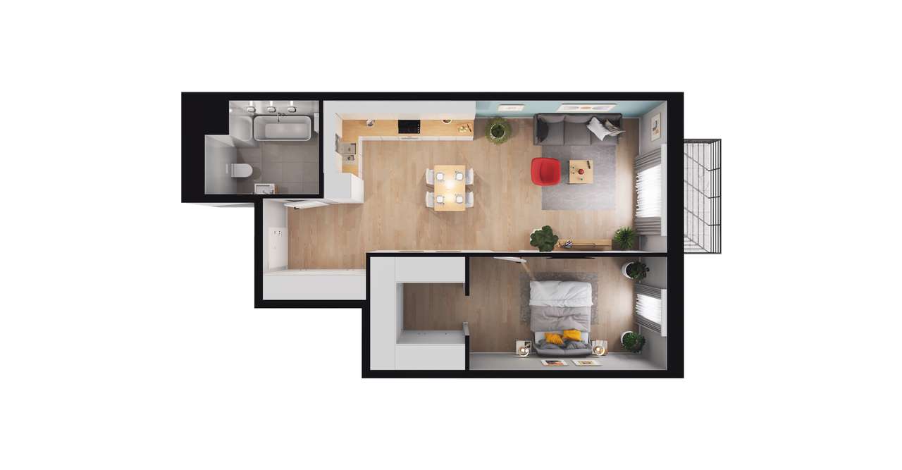 Panorama 3 Stawy | mieszkanie 2-pok. | 2.B21 - Pełny obrazek: 3/9