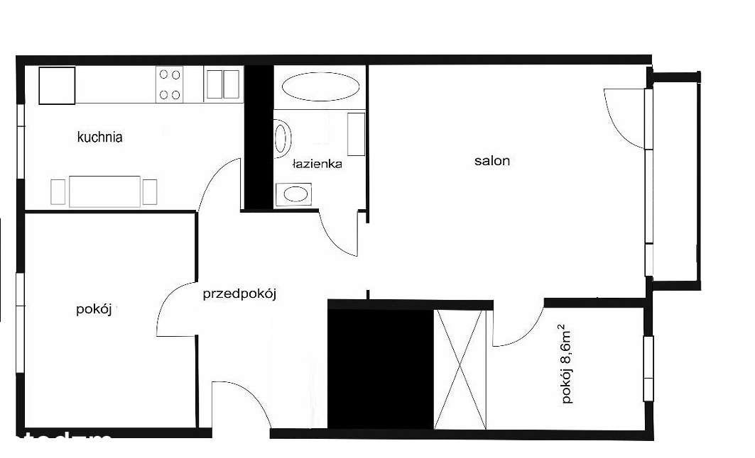 Mieszkanie 3 pokojowe, do remontu, osobna kuchnia, balkon,  os.Azory-5