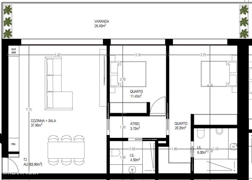 Apartamento T2 Novo em condomínio fechado - Jardins da Feira-8