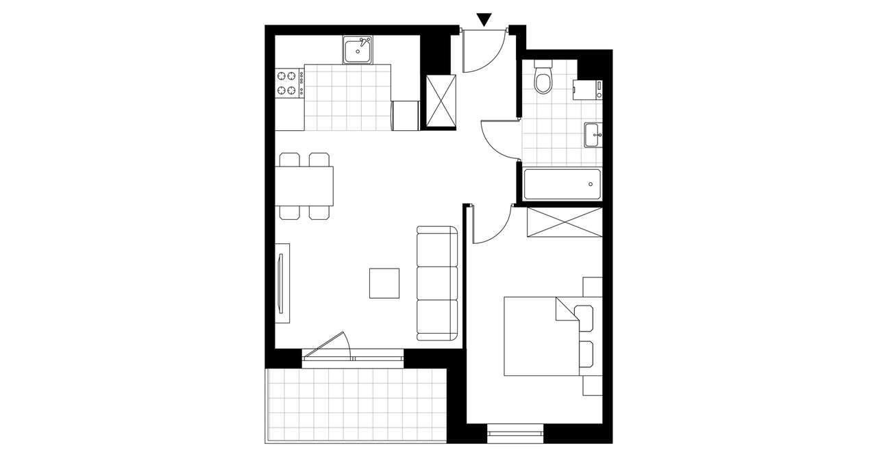 2-pokojowe mieszkanie 42m2 + loggia Bez Prowizji - Pełny obrazek: 4/9