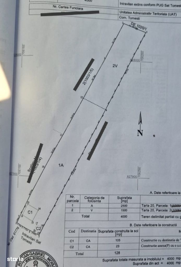 98000 teren 4000 mp intravilan in tomesti langa primarie